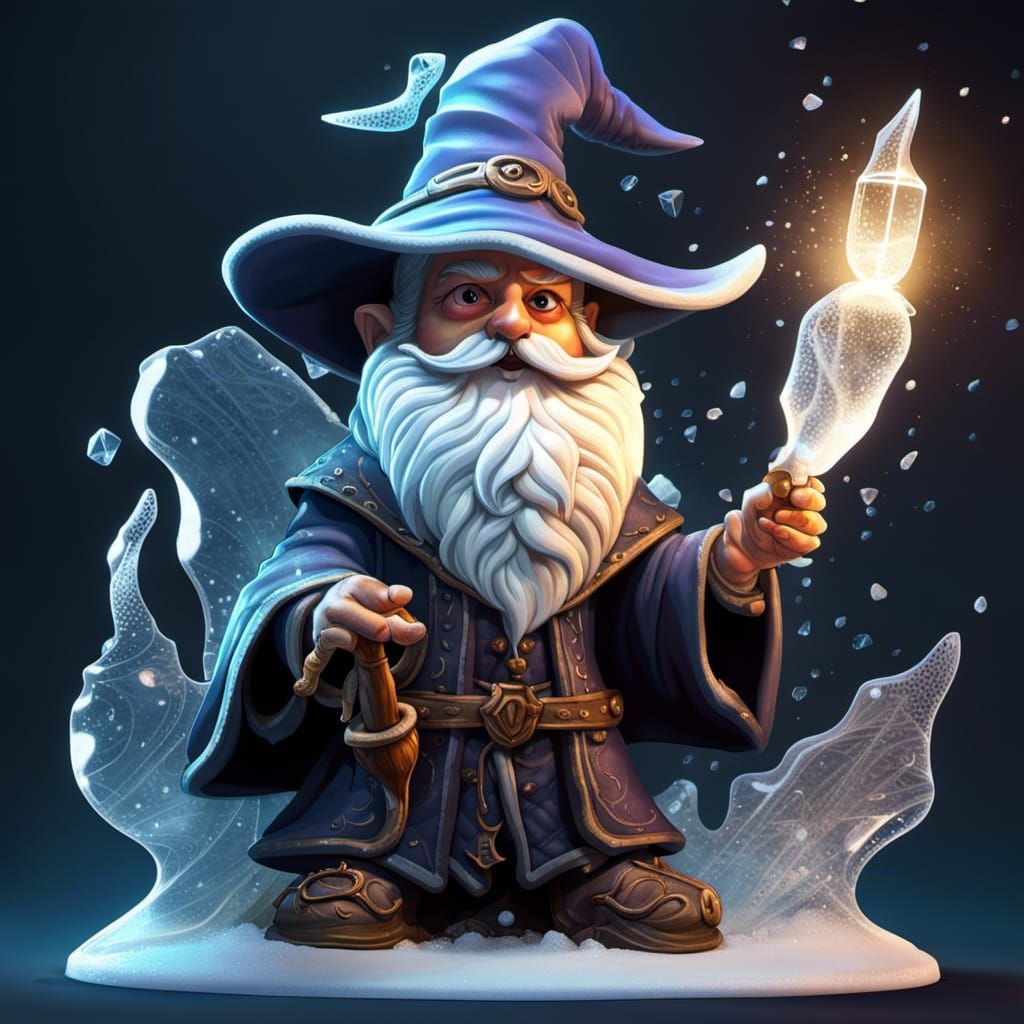 Intricate Ice Wizard Sculpture in Dark Fantasy Art