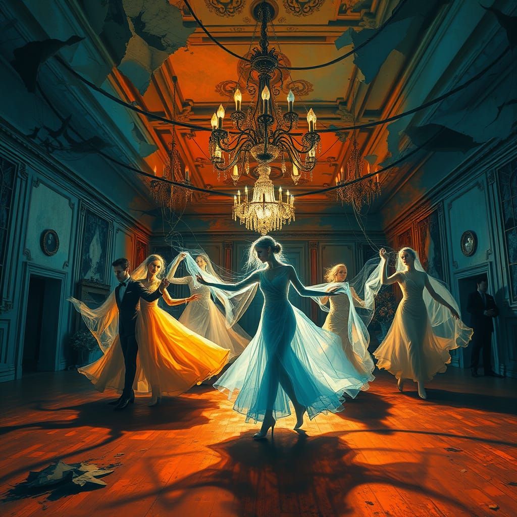 Ethereal New Year's Ball in Decaying Ballroom