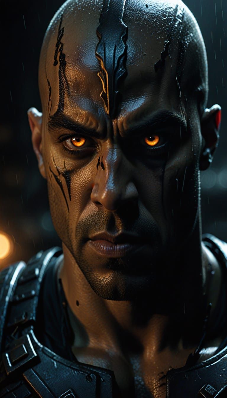 Riddick in Ominous Shadows: Cinematic Film Still