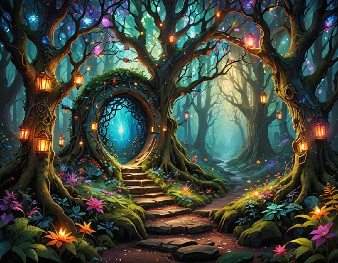 Mystical Forest Portal to Enchanted World