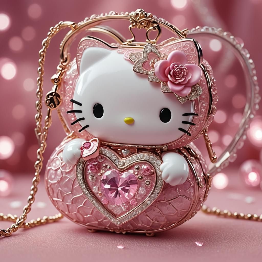 Hello Kitty with Crystal Purse in Digital Art