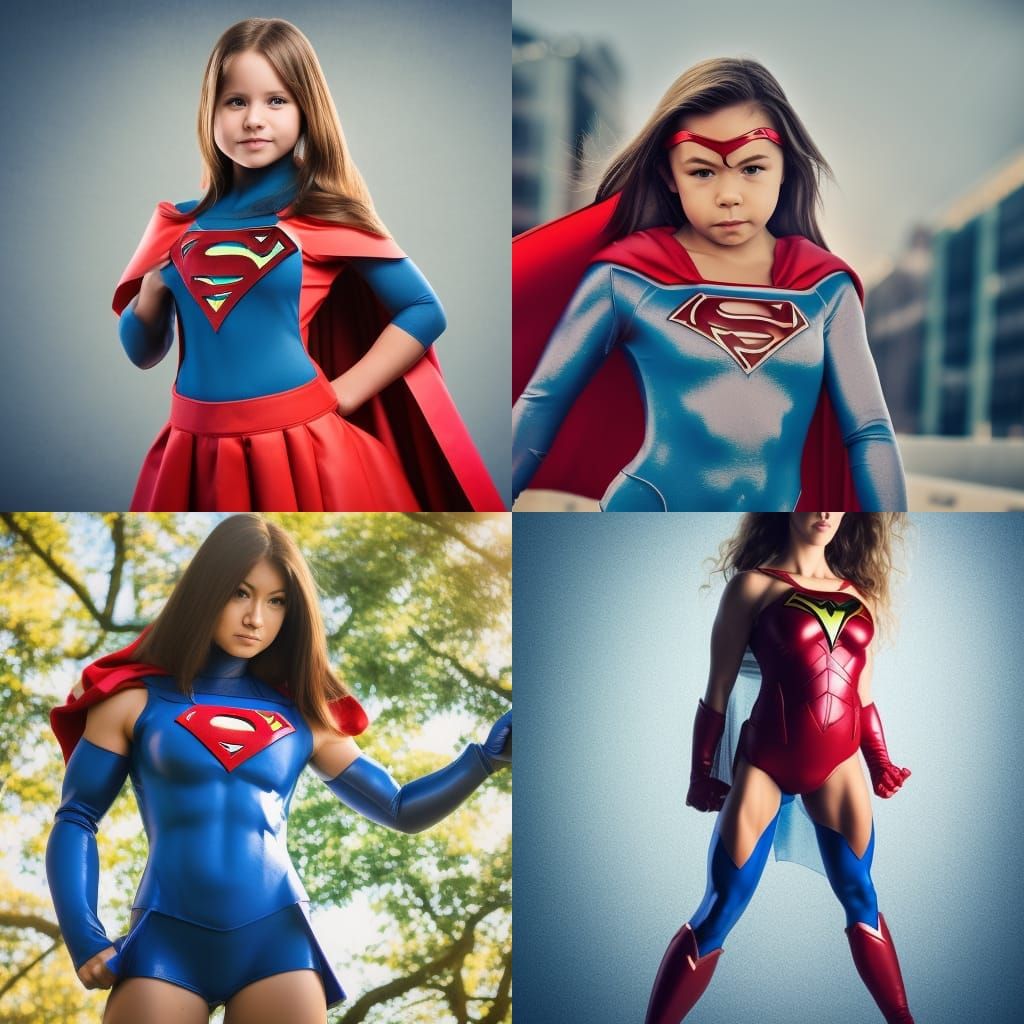 Massive and Muscular Young Caped Superheroine