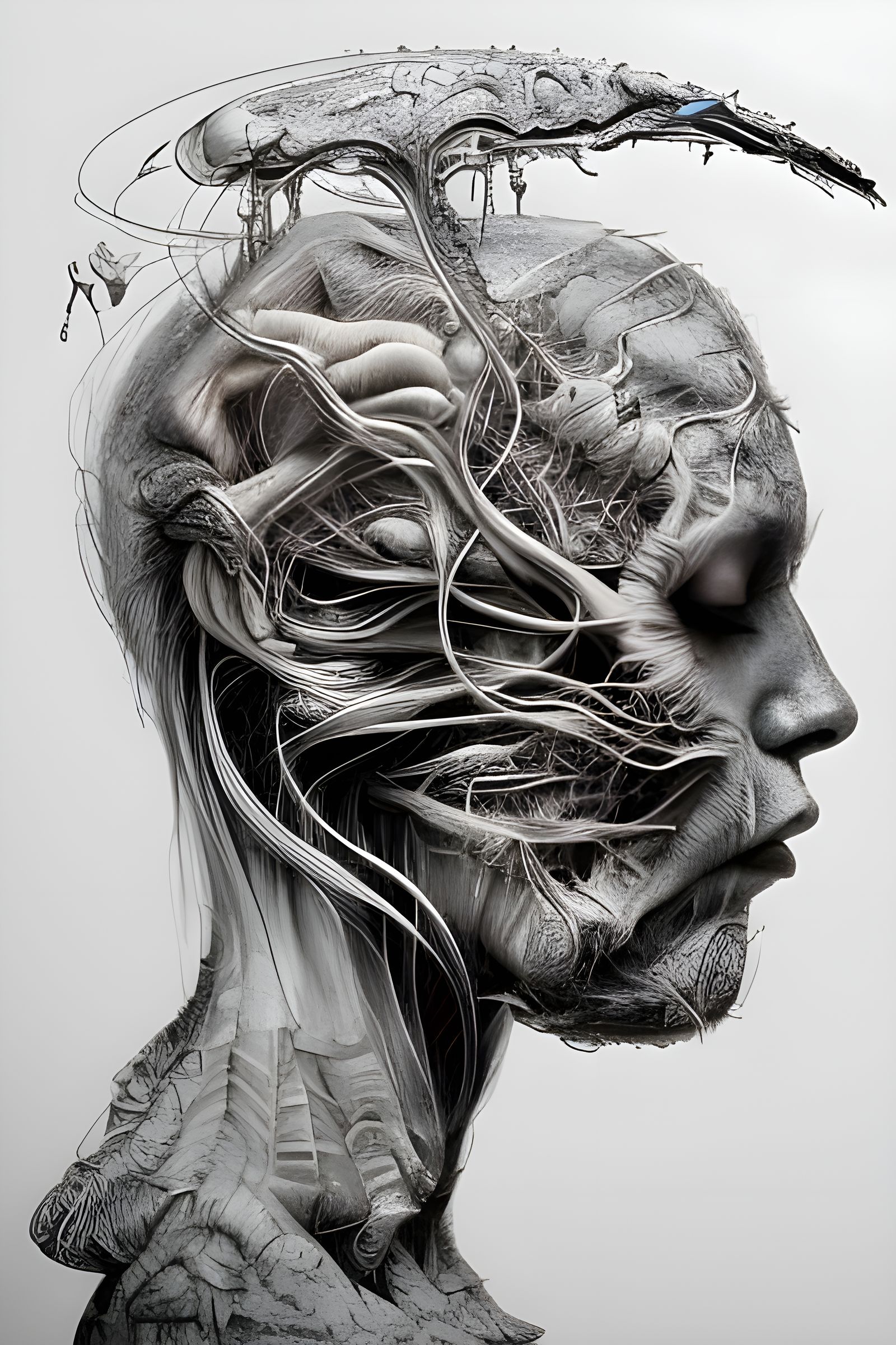 Cosmic Angel Portrait in Pencil Sketch Style