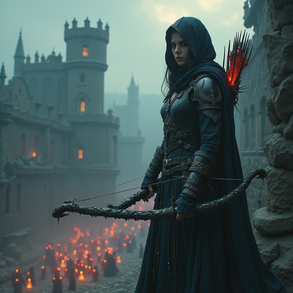 Elf Cleric Vampire Hunter on Castle Wall