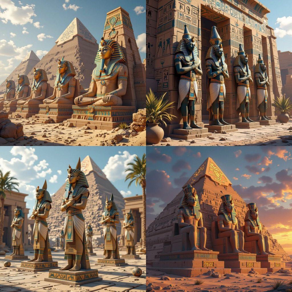 Ancient Egyptian Pyramids with Arabic Ornate Details
