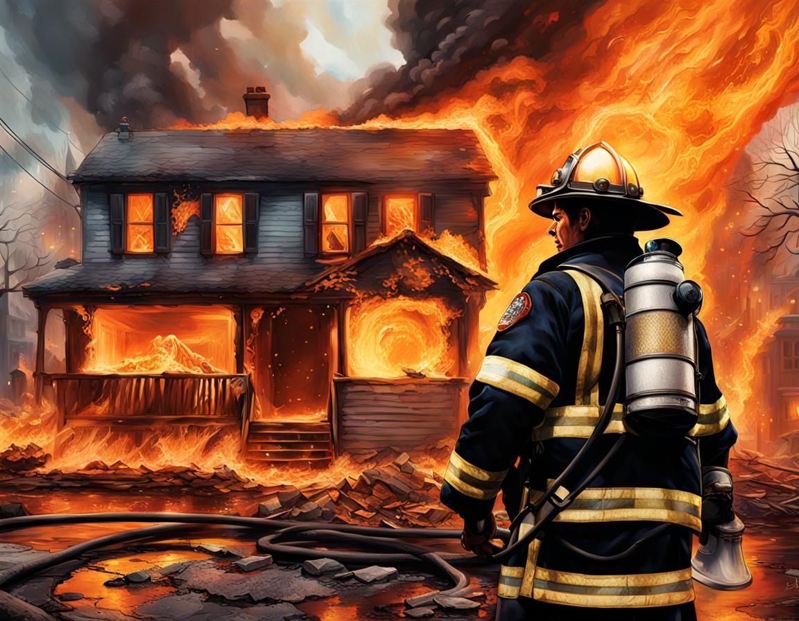 Elrond the Firefighter: Hyperrealistic Splash Art