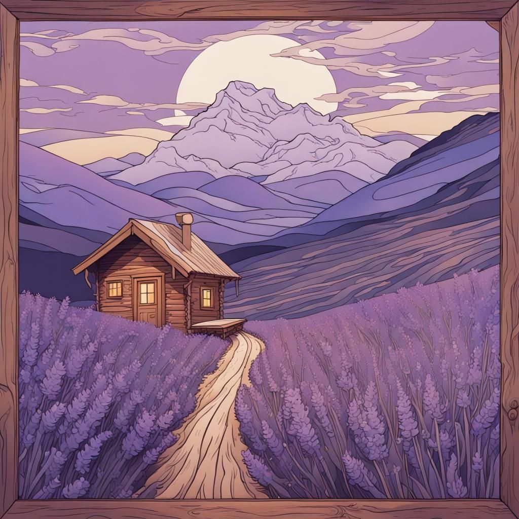 Lavender Field in Art Nouveau Style
