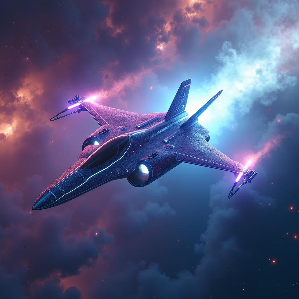 Galaxy Jet Soaring Through Iridescent Nebula