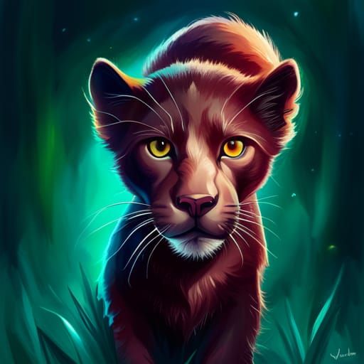 Adorable Black Panther in Colorful Splash Art