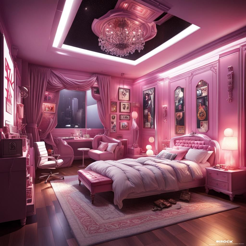 Maximalist K-Pop Star Bedroom in 3D