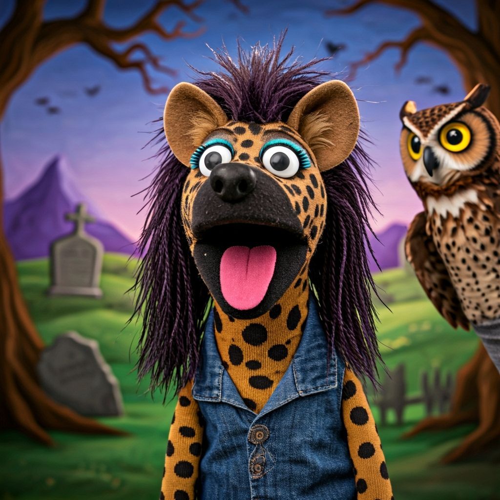 Funny Sock Puppet Show with Hyena and Owl