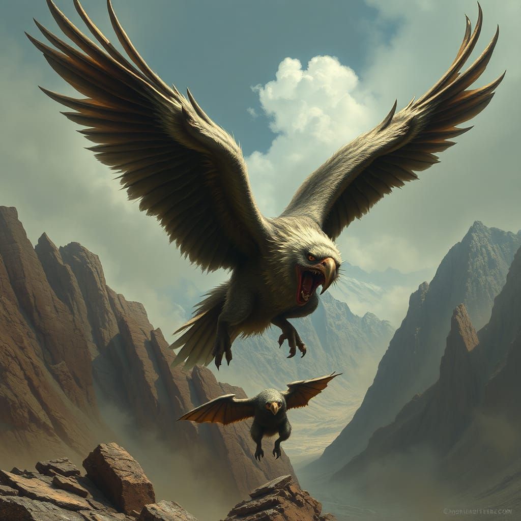 Harpy Descending: A Biomechanical Fantasy Illustration