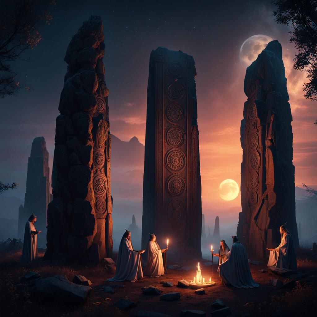 Eerie Druid Ritual by Monoliths: Fantasy Concept Art