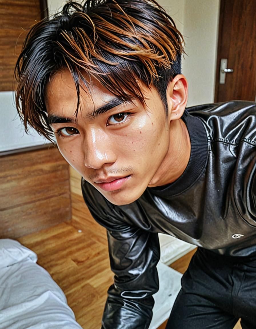 Comfortable Indonesian Teen Selfie with Ombre Hair