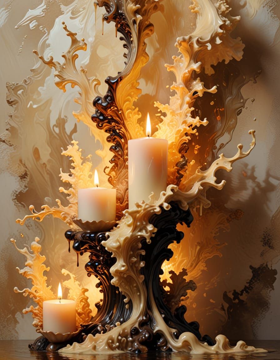 Baroque Impasto Candles in Fractal Dance