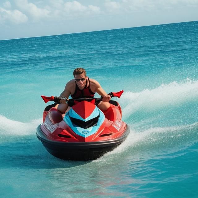 Man on Jet Ski in Turquoise Sea, 35mm Film