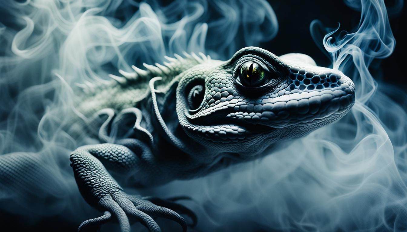 Ethereal Smoky Lizard in Smoke Photography