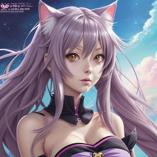 Anime Cat Girl in Japanese Manga Style