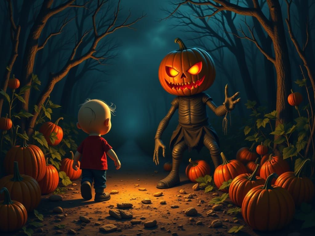 Charlie Brown Faces Demonic Jack O Lantern Horror