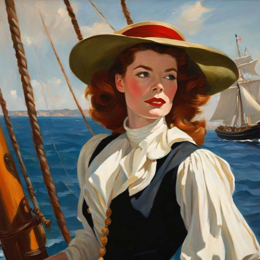 Pirate Girl Portrait in Impressionistic Oil Painting Style