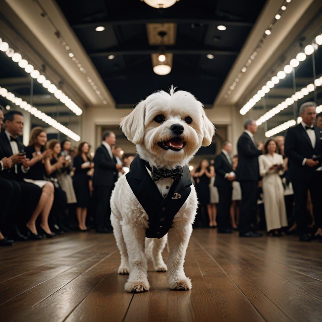 Luxurious Maltese Struts Down High-Fashion Catwalk in Bespok...