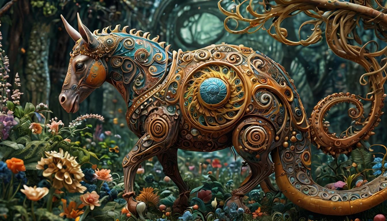 Hybrid snail and horse fusion.
