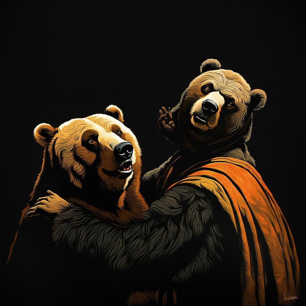 Classic Bear Portrait in Chiaroscuro Style