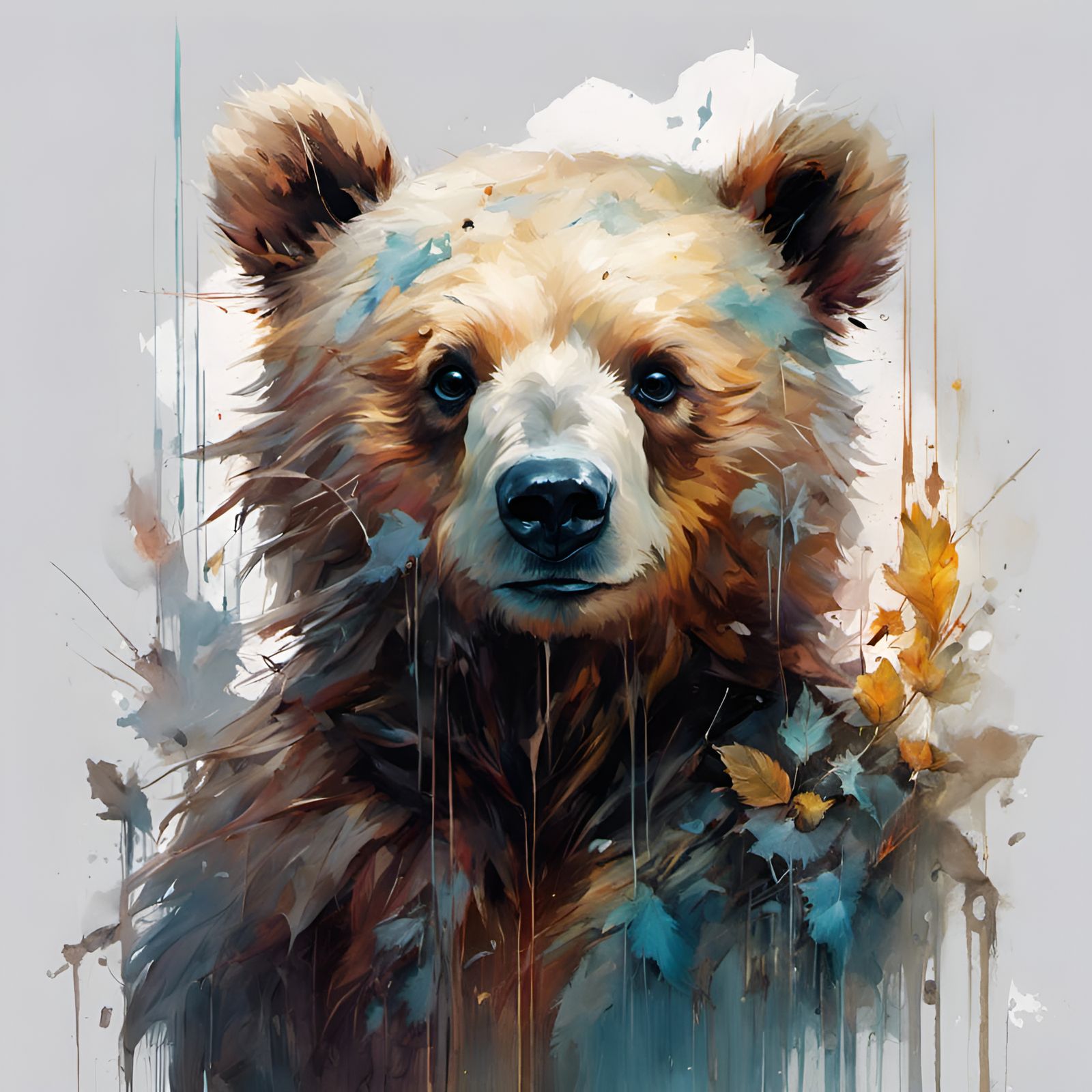Adorable Ghost Bear in Expressive Oil Painting