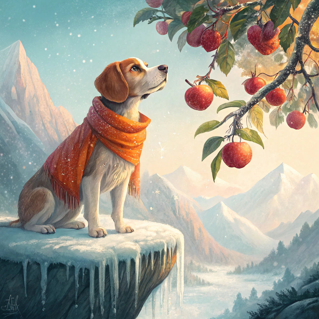 Dog on Melting Iceberg, Impressionist Style