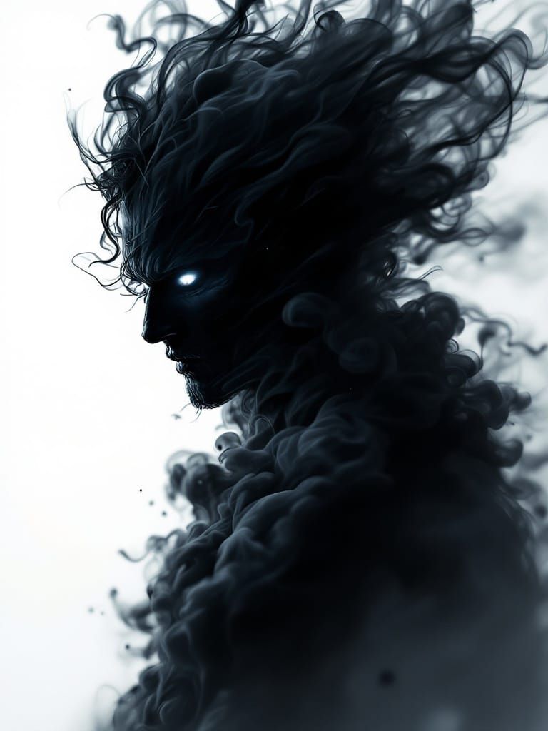 Ethereal Dark Warrior Made of Black Smoke