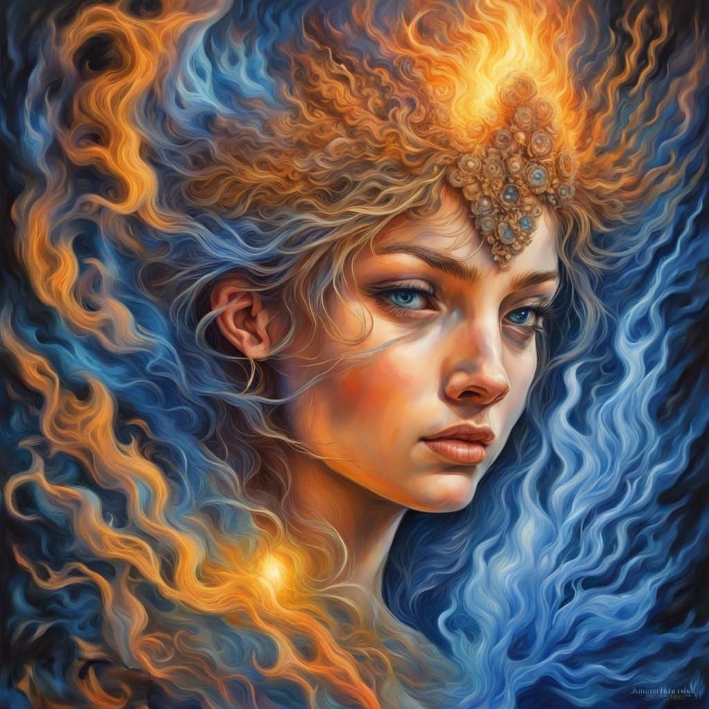 Striking Blue Flames in Hyperrealistic Style