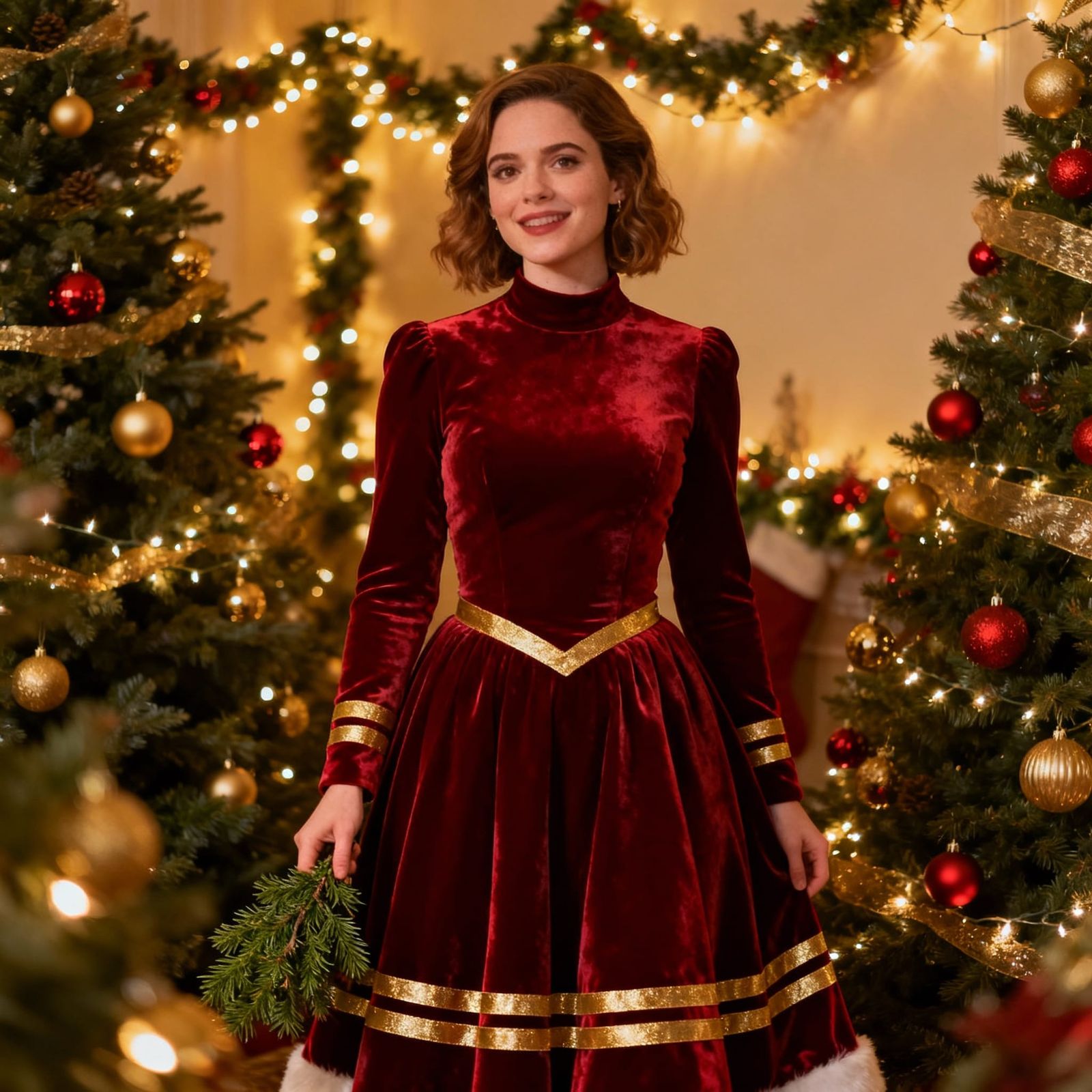 Sabrina Spellman in Velvet Christmas Dress by Decorations