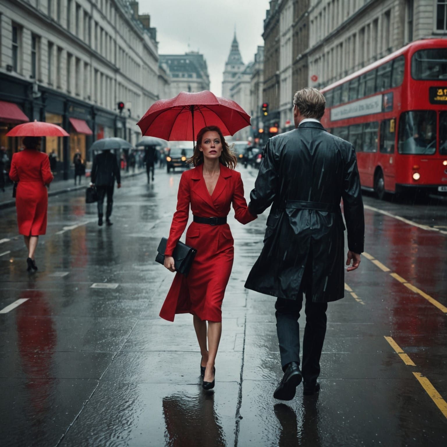 Stormy Morning in London: Cinematic Film Still