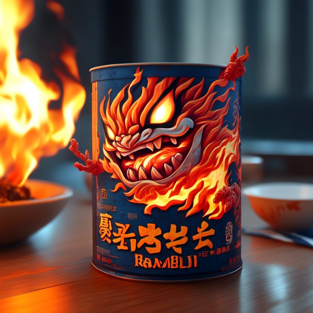 Fiery Ramen Package with Crazy Expression