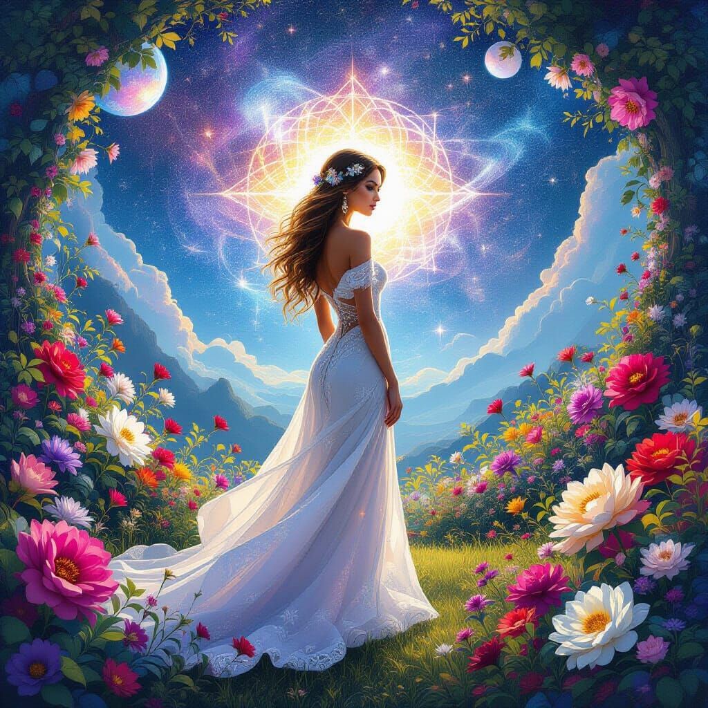 Woman in Cosmic Garden, Astral Amaringo Style