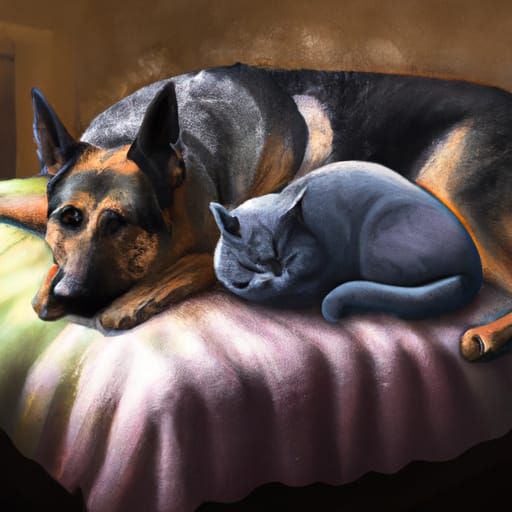Sleeping Cat and Dog: Digital Matte Painting