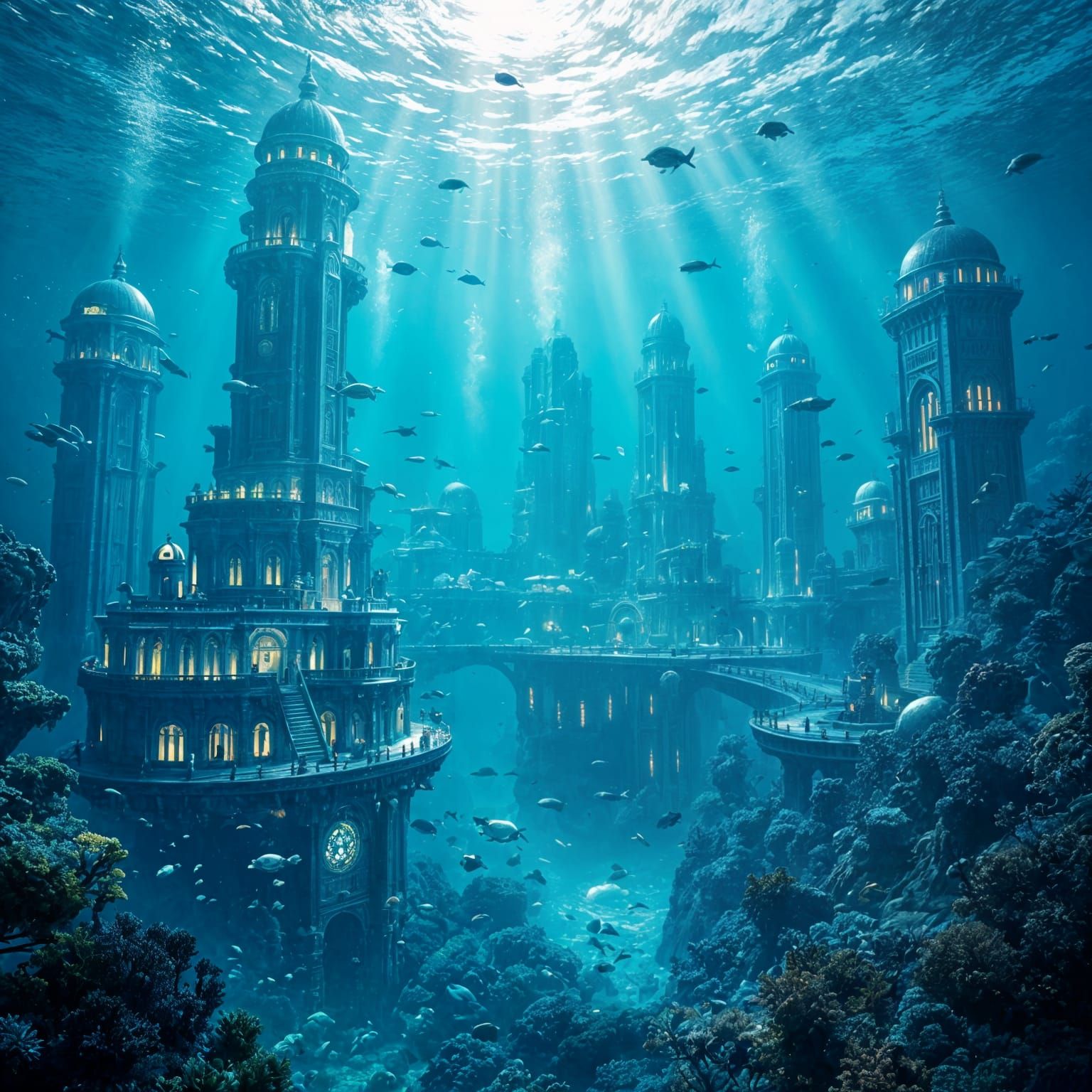 Underwater City Built Around Kelp Forest: Digital Matte Pain...
