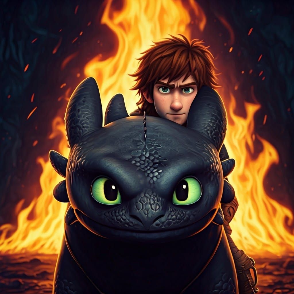 Hiccup and Toothless: Detailed Fantasy Art