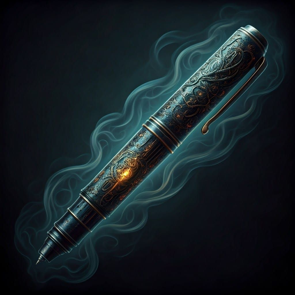 Eerie Antique Pen in Dark Surrealist Style