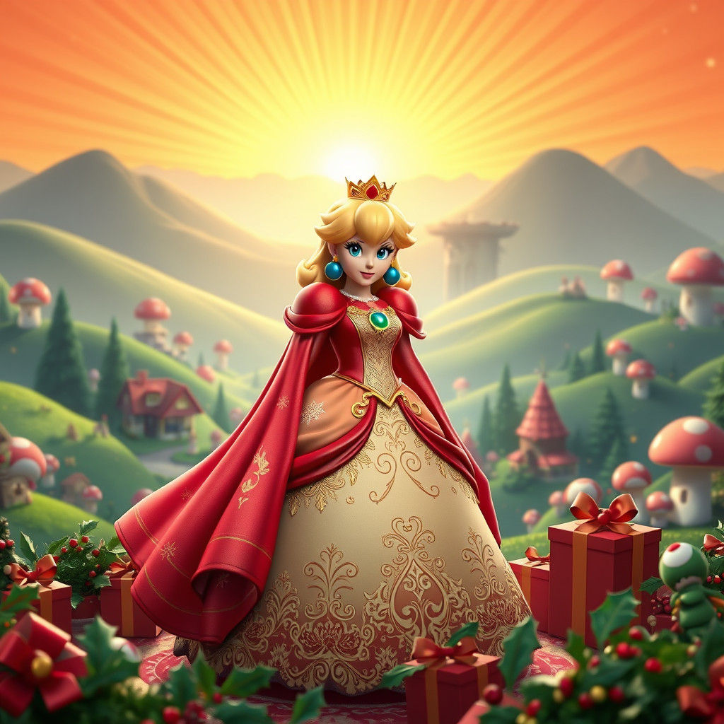 Princess Peach Christmas in Mushroom Kingdom, Pixar Style