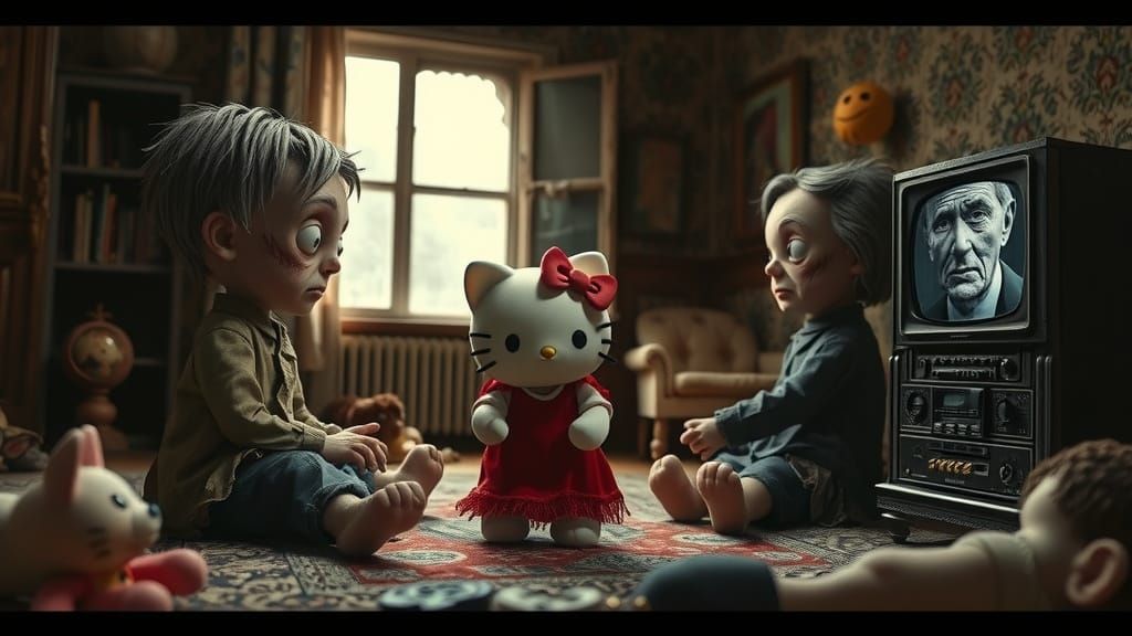 Terrifying Children Play in Dark Room: Stop Motion Style