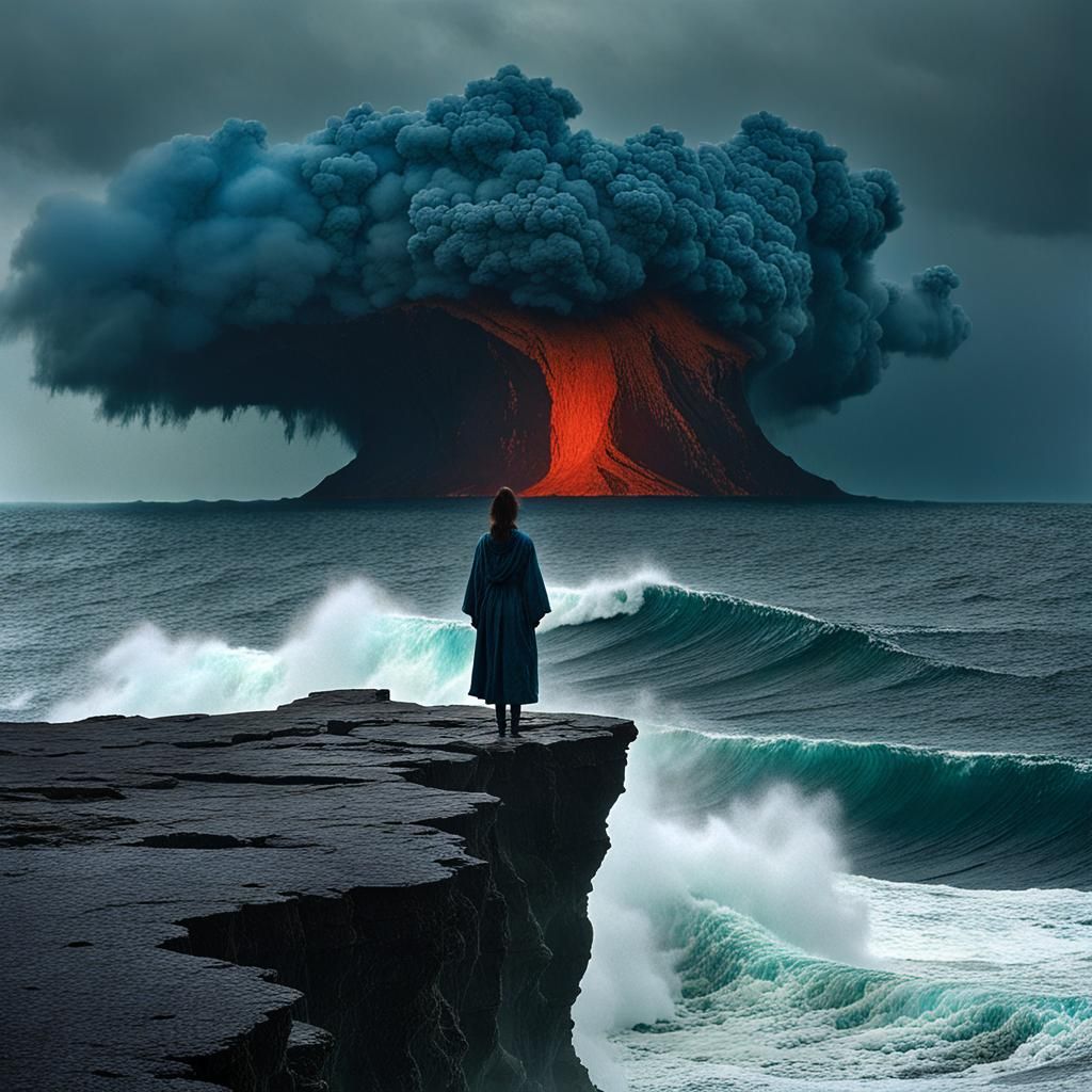 Volcanic Cliffside Desperation in Mystical Style