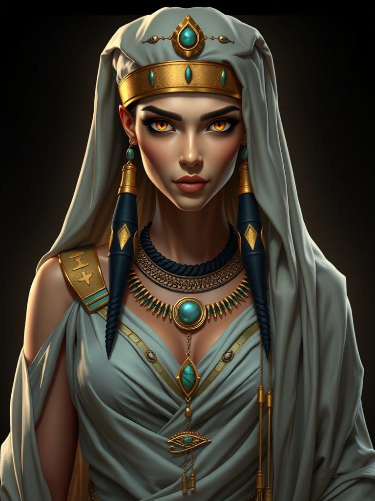 Egyptian Goddess in Luxurious, Ancient Linen Robe