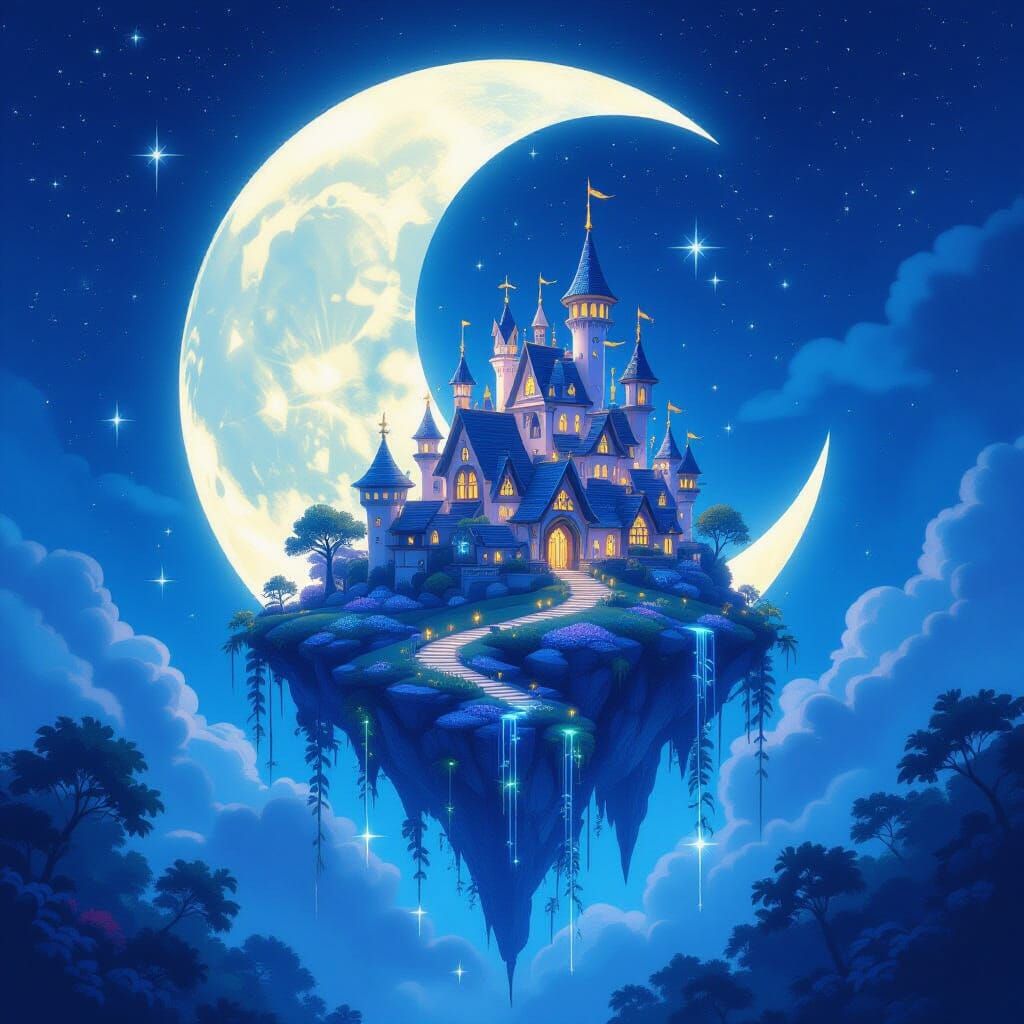 Crystal Moon Village with Magical Vines