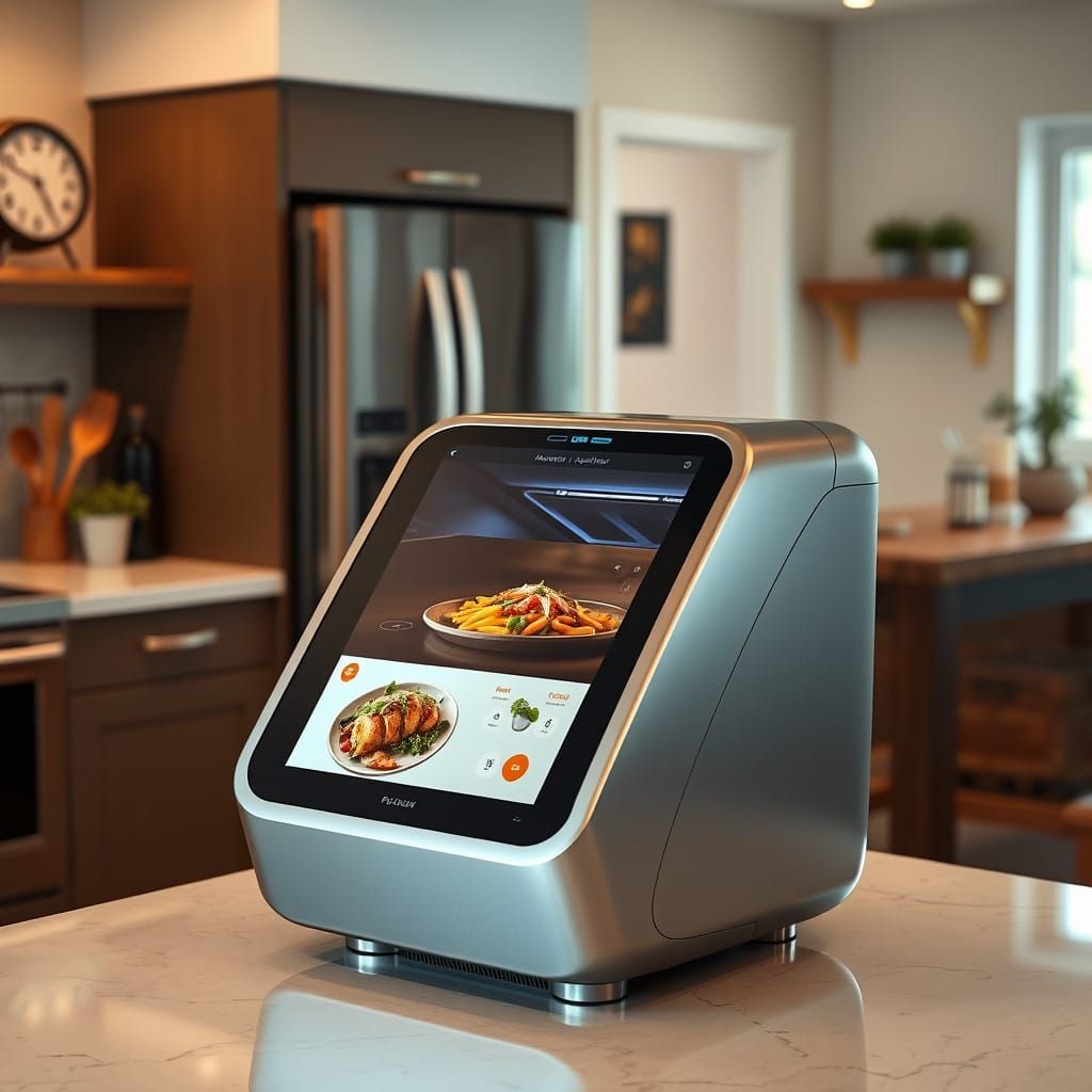 High-Tech Home Food Replicator in Futuristic Kitchen