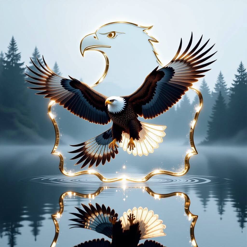 Majestic Eagle with Bioluminescent Feathers in Pop Art Style