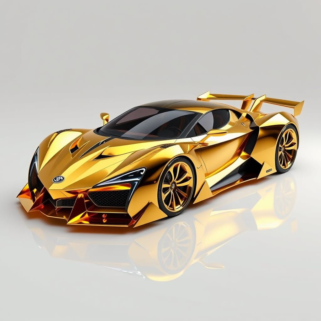 Luxurious Golden Supercar Concept Art