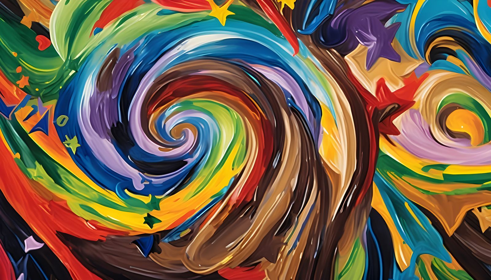 Vast Helical Vortices of Paint and Plasma with Stars