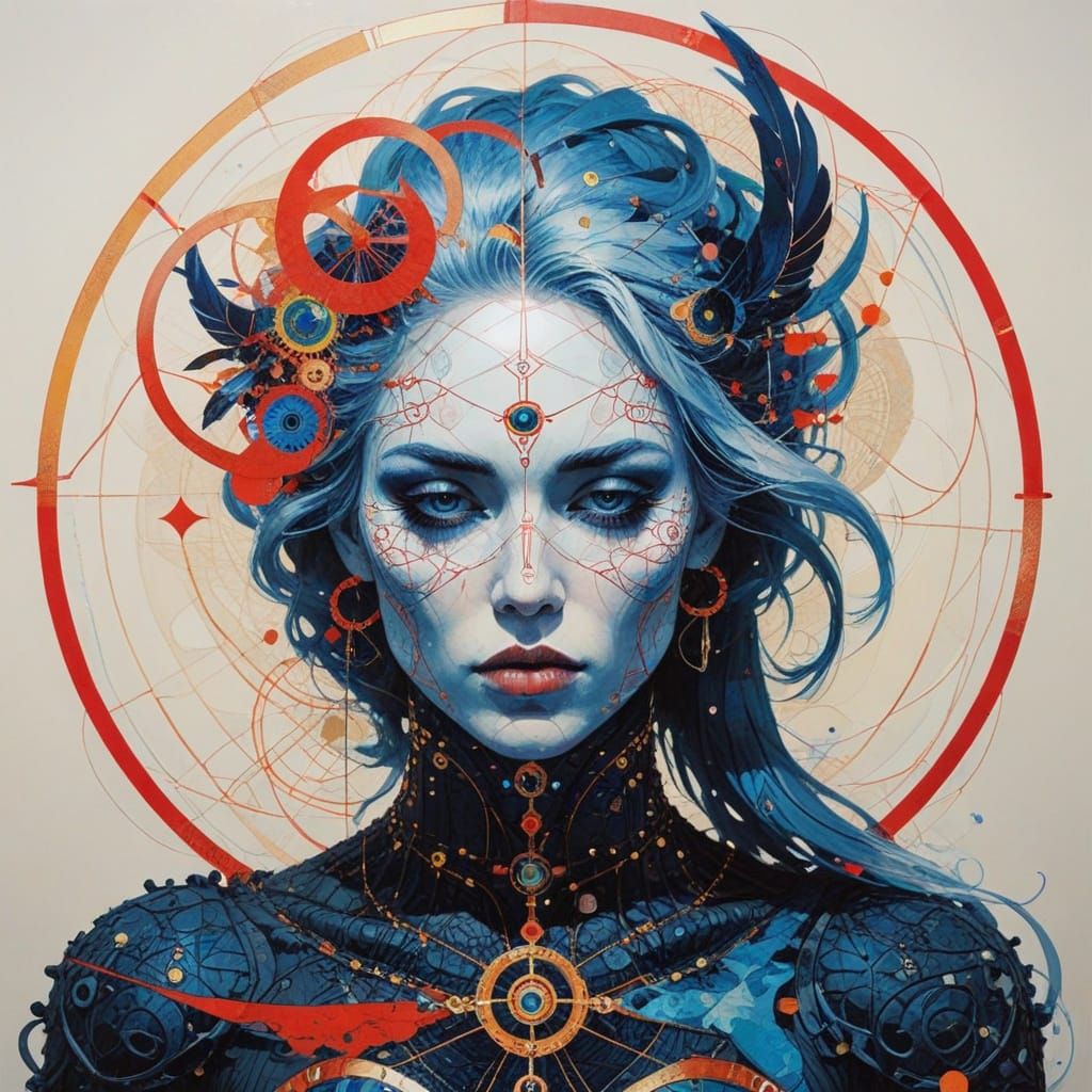 Surreal Drow Valkyrie Adorns Gothic Cathedral in Double Expo...