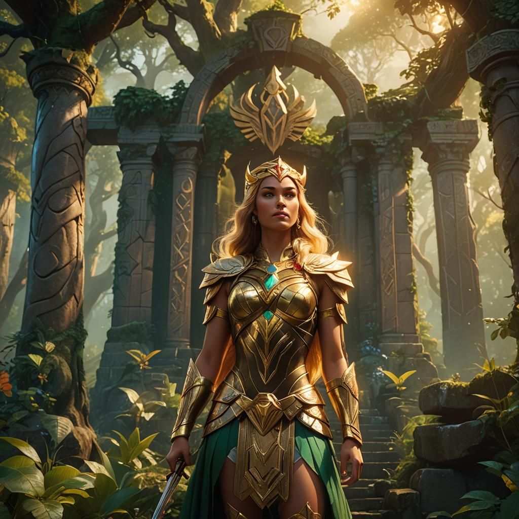 She-Ra in Lush Forest: Fantasy Concept Art